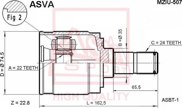 ASVA MZIU-507 - Каре комплект, полуоска vvparts.bg