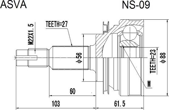 ASVA NS-09 - Каре комплект, полуоска vvparts.bg