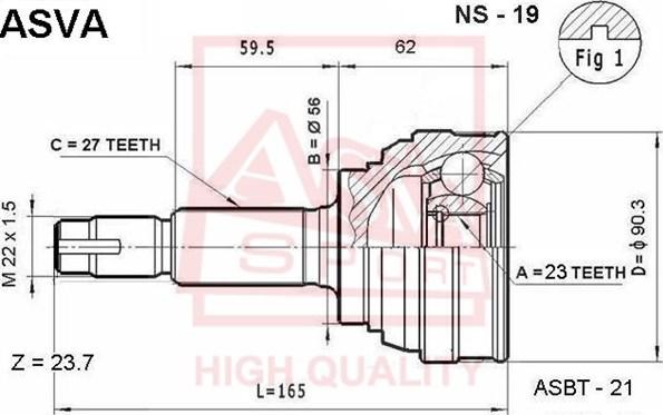 ASVA NS-19 - Каре комплект, полуоска vvparts.bg