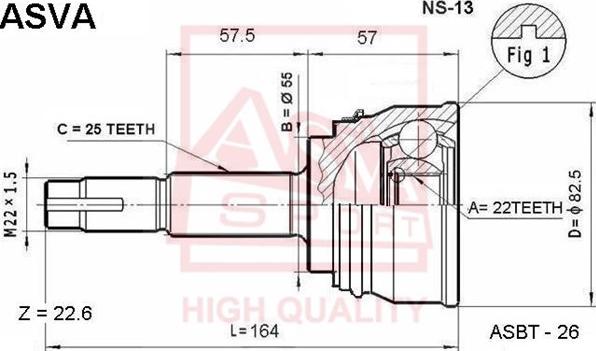 ASVA NS-13 - Каре комплект, полуоска vvparts.bg