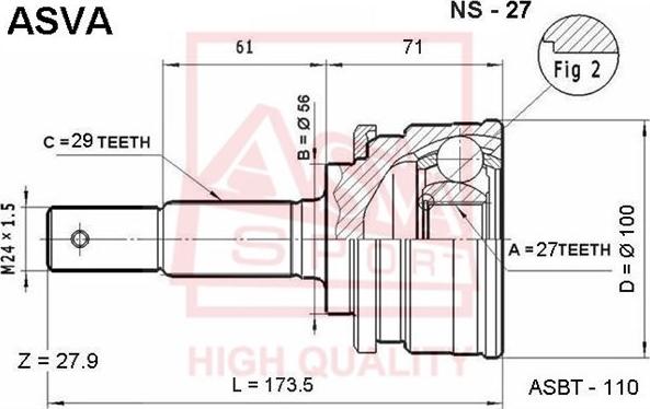 ASVA NS-27 - Каре комплект, полуоска vvparts.bg