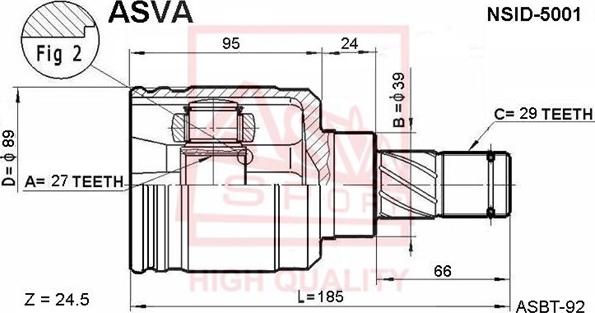 ASVA NSID-5001 - Каре комплект, полуоска vvparts.bg