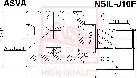 ASVA NSIL-J10F - Каре комплект, полуоска vvparts.bg