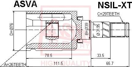 ASVA NSIL-XT - Каре комплект, полуоска vvparts.bg