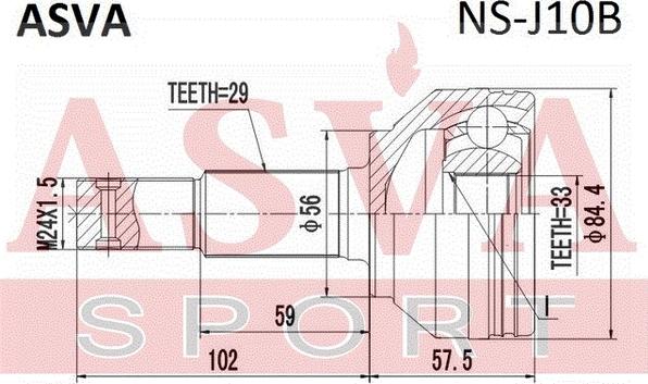 ASVA NS-J10B - Каре комплект, полуоска vvparts.bg