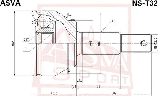 ASVA NS-T32 - Каре комплект, полуоска vvparts.bg