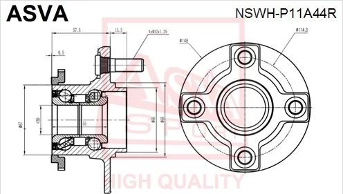 ASVA NSWH-P11A44R - Главина на колелото vvparts.bg