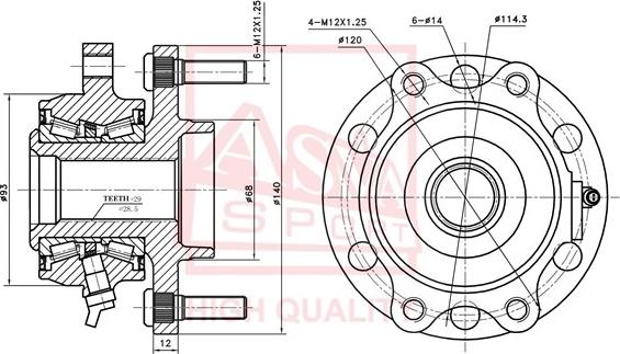 ASVA NSWH-R51F - Главина на колелото vvparts.bg