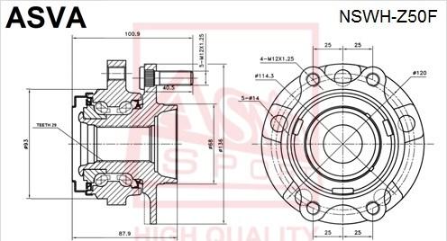 ASVA NSWH-Z50F - Главина на колелото vvparts.bg