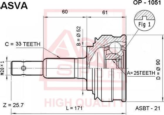 ASVA OP-1051 - Каре комплект, полуоска vvparts.bg