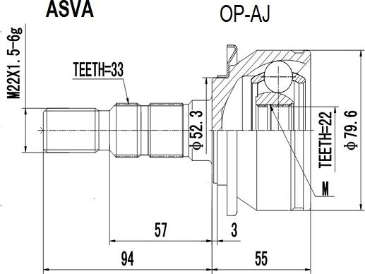 ASVA OP-AJ - Каре комплект, полуоска vvparts.bg