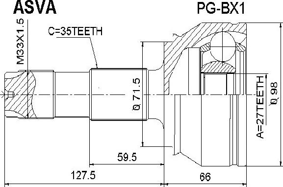 ASVA PG-BX1 - Каре комплект, полуоска vvparts.bg