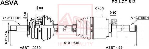 ASVA PG-LCT-612 - Полуоска vvparts.bg