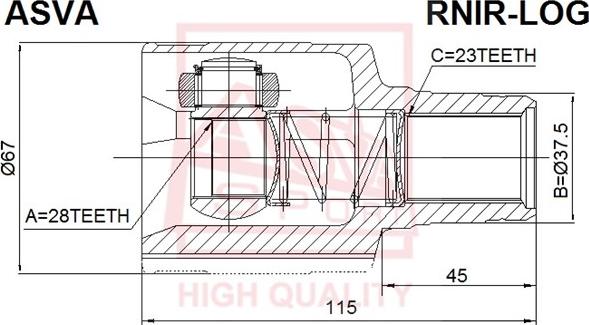 ASVA RNIR-LOG - Каре комплект, полуоска vvparts.bg