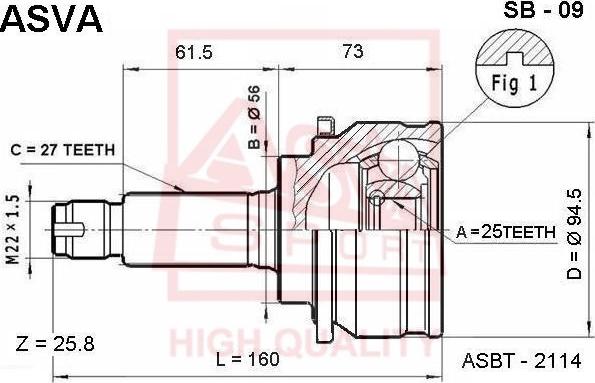 ASVA SB-09 - Каре комплект, полуоска vvparts.bg