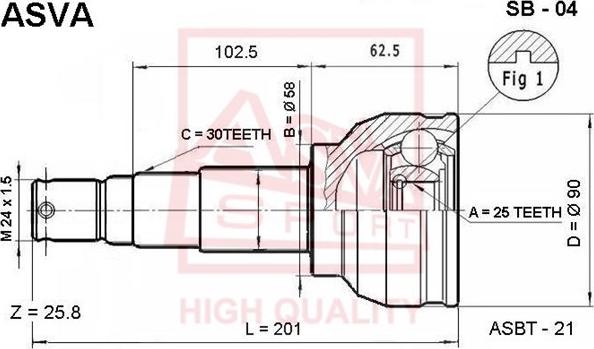 ASVA SB-04 - Каре комплект, полуоска vvparts.bg