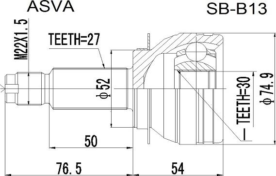 ASVA SB-B13 - Каре комплект, полуоска vvparts.bg