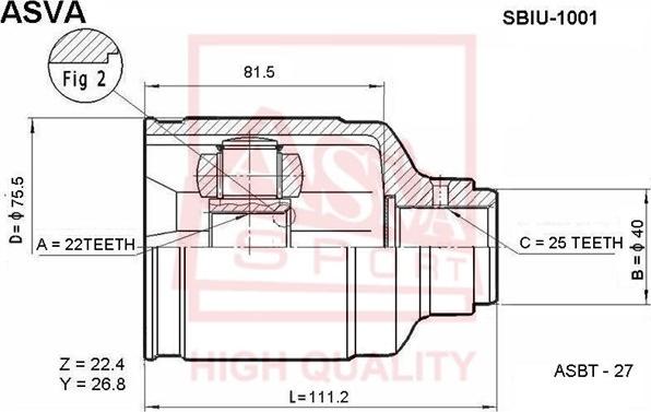 ASVA SBIU-1001 - Каре комплект, полуоска vvparts.bg