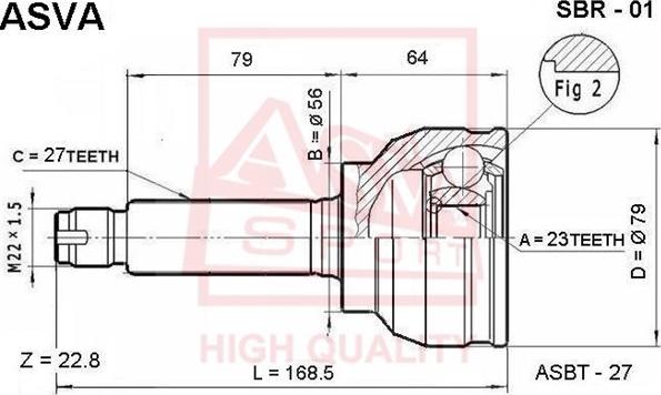 ASVA SBR-01 - Каре комплект, полуоска vvparts.bg