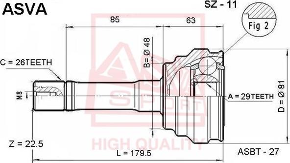 ASVA SZ-11 - Каре комплект, полуоска vvparts.bg