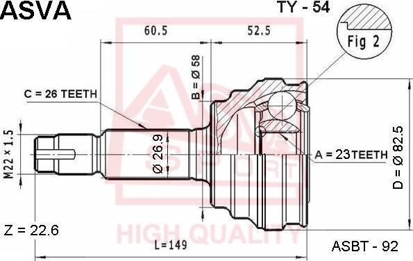 ASVA TY-54 - Каре комплект, полуоска vvparts.bg