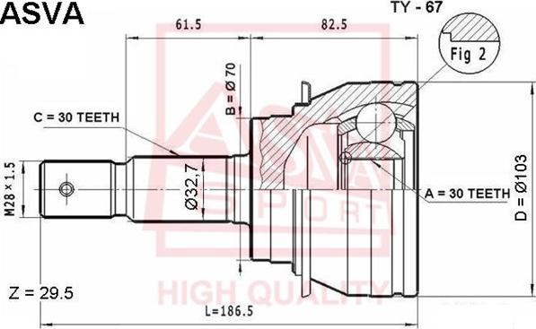 ASVA TY-67 - Каре комплект, полуоска vvparts.bg