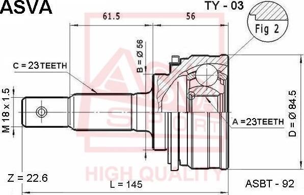 ASVA TY-03 - Каре комплект, полуоска vvparts.bg