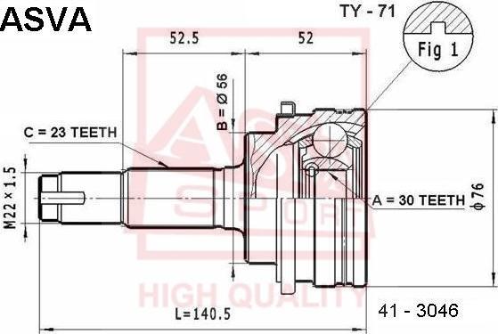 ASVA TY-71 - Каре комплект, полуоска vvparts.bg