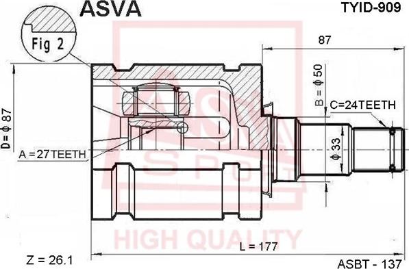 ASVA TYID-909 - Каре комплект, полуоска vvparts.bg