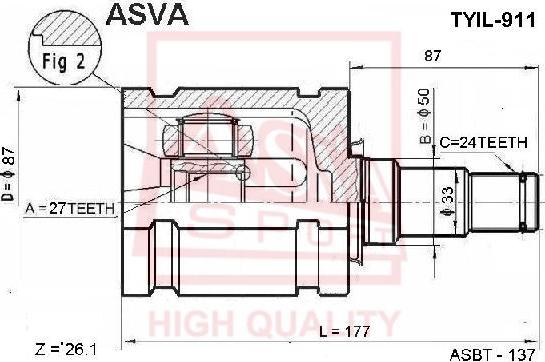 ASVA TYIL-911 - Каре комплект, полуоска vvparts.bg