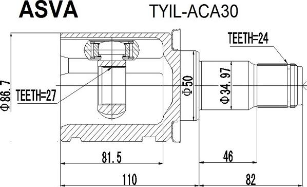 ASVA TYIL-ACA30 - Каре комплект, полуоска vvparts.bg