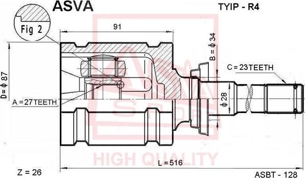 ASVA TYIP-R4 - Каре комплект, полуоска vvparts.bg