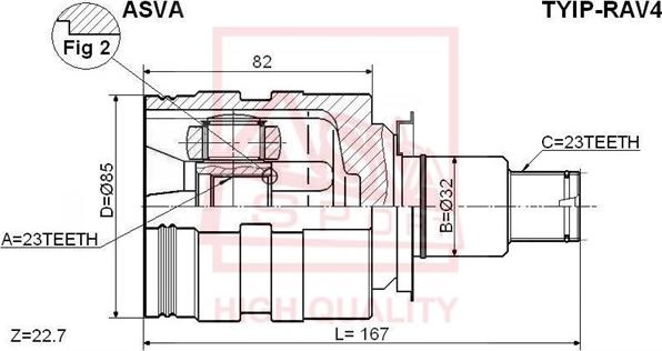 ASVA TYIP-RAV4 - Каре комплект, полуоска vvparts.bg