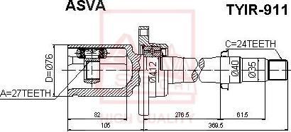 ASVA TYIR-911 - Каре комплект, полуоска vvparts.bg