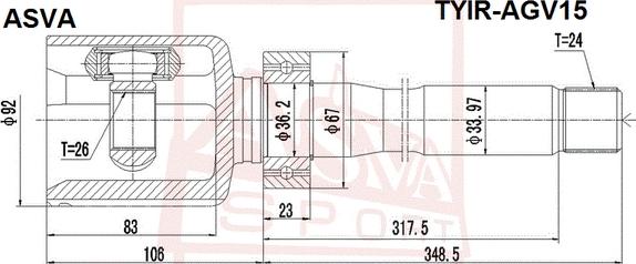 ASVA TYIR-AGV15 - Каре комплект, полуоска vvparts.bg