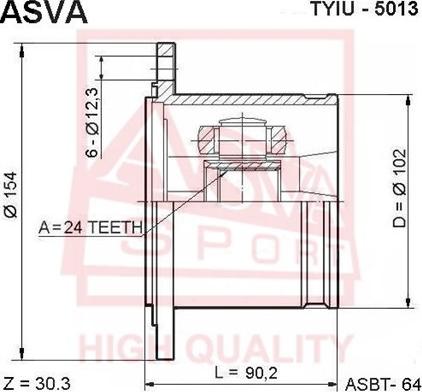 ASVA TYIU-5013 - Каре комплект, полуоска vvparts.bg