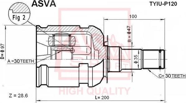 ASVA TYIU-P120 - Каре комплект, полуоска vvparts.bg