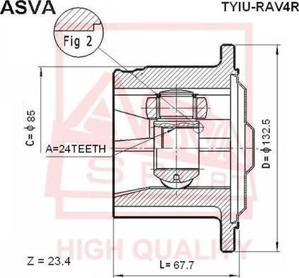 ASVA TYIU-RAV4R - Каре комплект, полуоска vvparts.bg