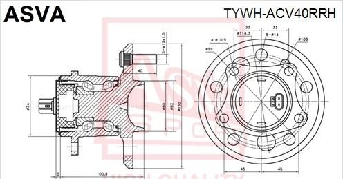 ASVA TYWH-ACV40RRH - Главина на колелото vvparts.bg