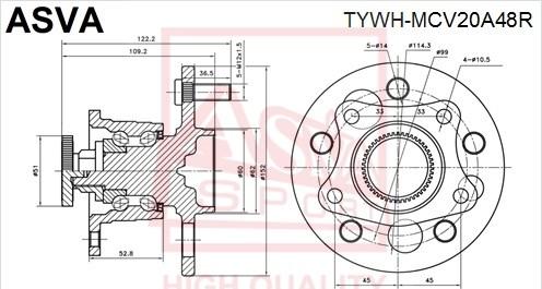 ASVA TYWH-MCV20A48R - Главина на колелото vvparts.bg