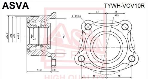 ASVA TYWH-VCV10R - Главина на колелото vvparts.bg