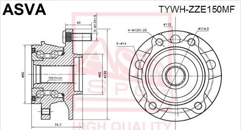 ASVA TYWH-ZZE150MF - Главина на колелото vvparts.bg