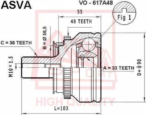 ASVA VO-617A48 - Каре комплект, полуоска vvparts.bg