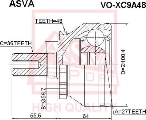 ASVA VO-XC9A48 - Каре комплект, полуоска vvparts.bg