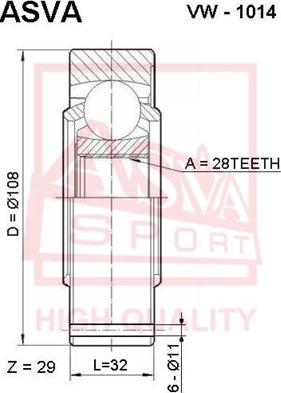 ASVA VW-1014 - Каре комплект, полуоска vvparts.bg