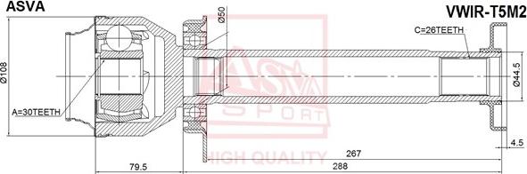 ASVA VWIR-T5M2 - Каре комплект, полуоска vvparts.bg