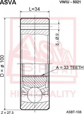 ASVA VWIU-5021 - Каре комплект, полуоска vvparts.bg