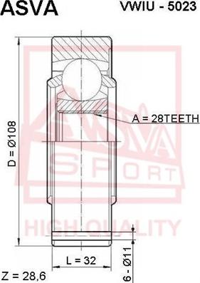 ASVA VWIU-5023 - Каре комплект, полуоска vvparts.bg