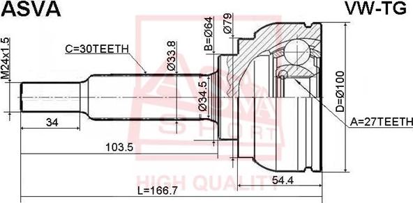 ASVA VW-TG - Каре комплект, полуоска vvparts.bg