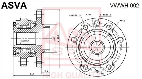 ASVA VWWH-002 - Главина на колелото vvparts.bg